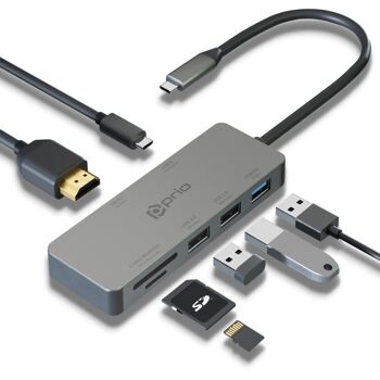 Adaptateur USB-C multiport 7-en-1 Prio 2