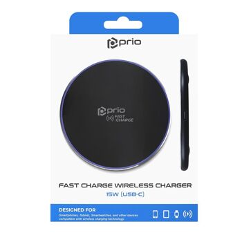 prio Fast Charge Wireless Charger 15W (USB C) noir 4