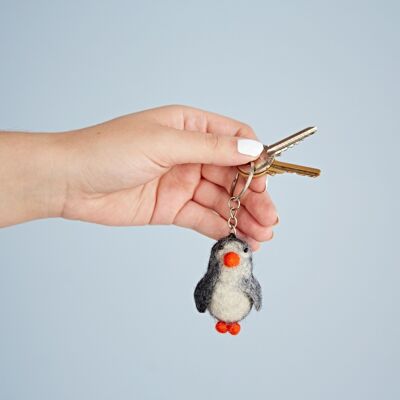 Portachiavi con pinguino in feltro