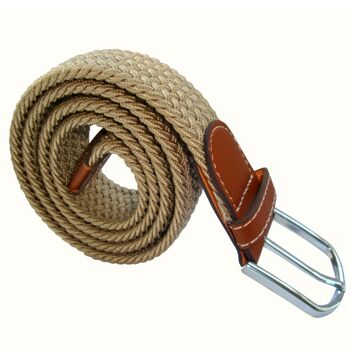 Ceinture tissée élastiquée beige unie 4