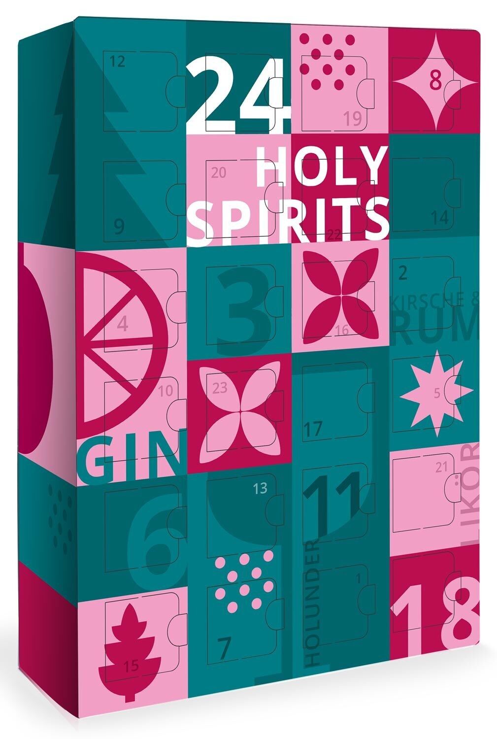 Liquori e distillati Calendario dell'Avvento 2024, 24 diversi tipi di liquori, rum, acquavite di frutta, grappe pregiate ciascuno da 20 ml