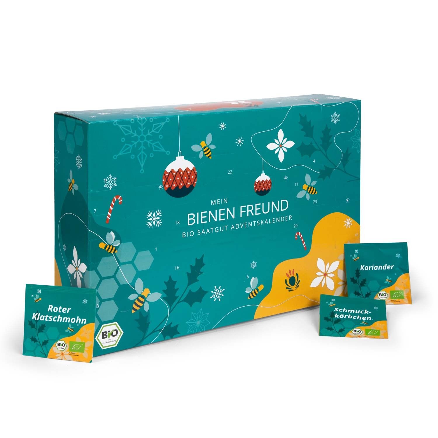 Calendario dell'Avvento con semi "Bee Friend" BIOLOGICO - 24 x fiori e semi di erbe aromatiche