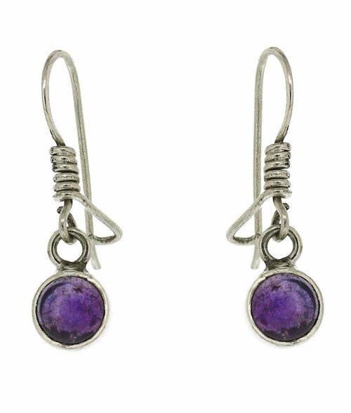 Amethyst Cabochon Round Silver Earrings with Presentation Box