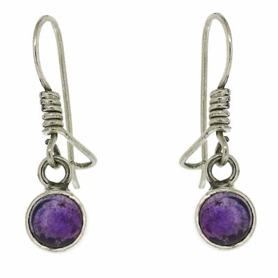 Amethyst Cabochon Round Silver Earrings with Presentation Box