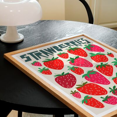 Impresión de arte de fresa / cartel de fruta / arte de pared