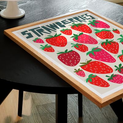 Erdbeere Kunstdruck / Obst Poster / Wandkunst