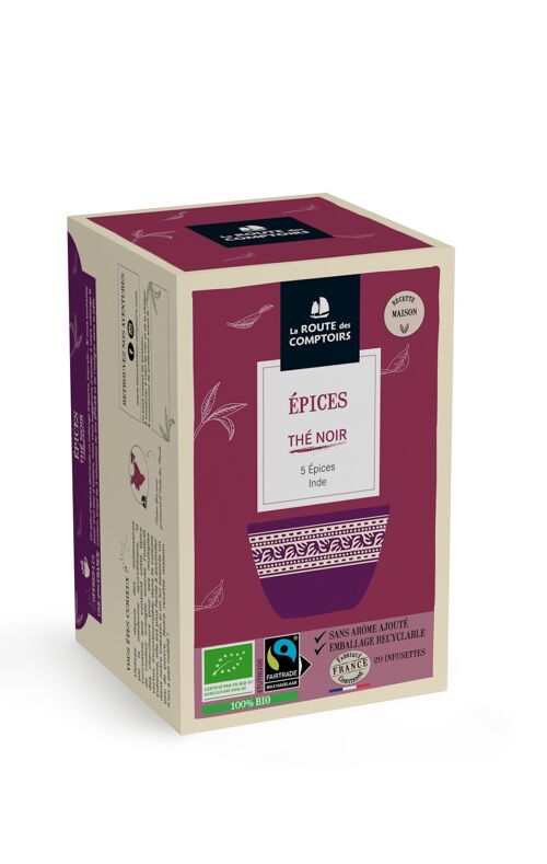Thé noir ÉPICES - 5 épices Inde - Infusettes fraîcheur x 20