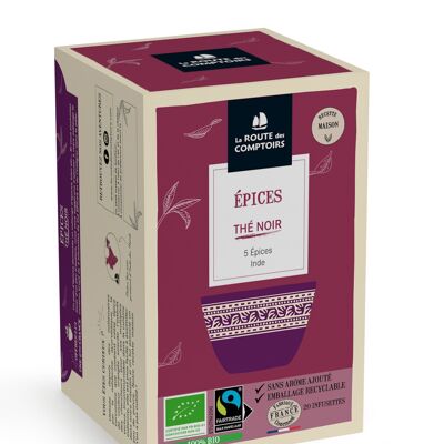 Thé noir ÉPICES - 5 épices Inde - Infusettes fraîcheur x 20