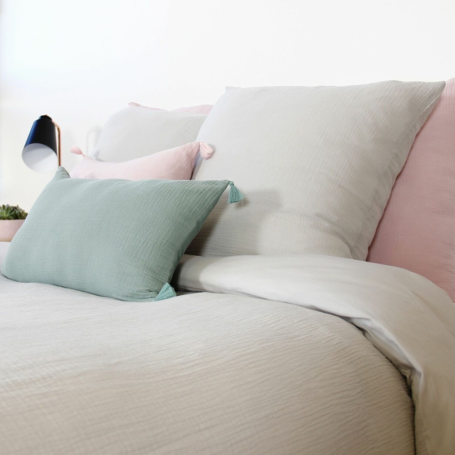 PARURE DE COUETTE 2 PCS 140x200 100% GAZE DE COTON GRIS