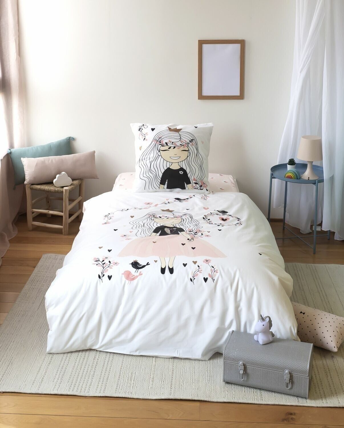 SET PIUMINO 2PZ 140X200CM 100% COTONE 57 FILI/CM2 PRINCIPESSA