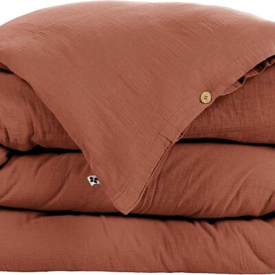 DUVET COVER 260x240CM 100% COTTON GAUZE - TERRACOTTA