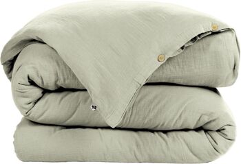 HOUSSE DE COUETTE 260x240CM 100% GAZE DE COTON -VERT D'EAU