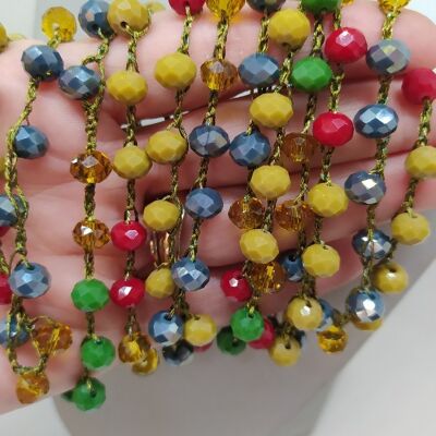 Halskette mit farbigen Kristallen, handgefertigt in Italien