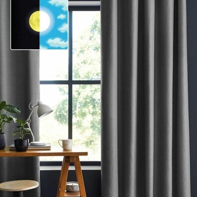 BLACKOUT CURTAIN 140X180CM 100% POLYESTER - ANTHRACITE