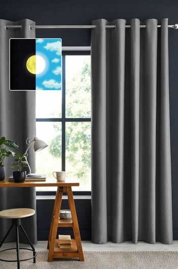 RIDEAU OCCULTANT 140X180CM 100% POLYESTER - ANTHRACITE