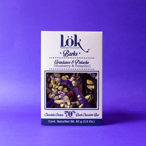 Bark chocolat 70% cacao canneberges & pistaches