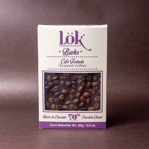 Bark chocolat 70% cacao graines de café de Colombie