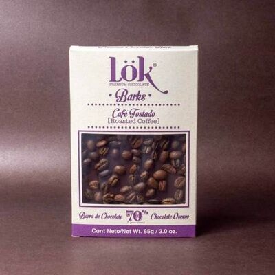 Bark chocolate 70% cocoa coffee seeds from Colombia
