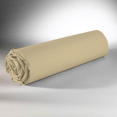 FITTED SHEET 100% COTTON 90X190+25 LIGHT BROWN