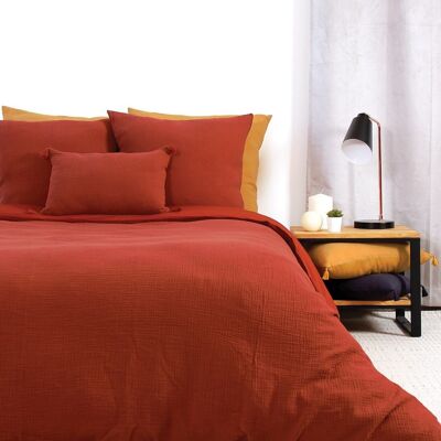 Bettbezug 3tlg. 260 x 240 cm, 100 % Baumwolle, 100 % ockerfarben