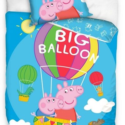 PARURE HOUSSE DE COUETTE 2PCS 140X200CM 100%COTON 57FILS PEPPA PIG BALLOON