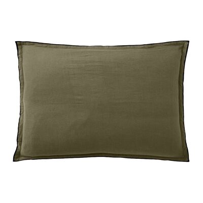 KISSENBEZUG 50X70CM 100% GEWASCHENES LEINEN OLIVE