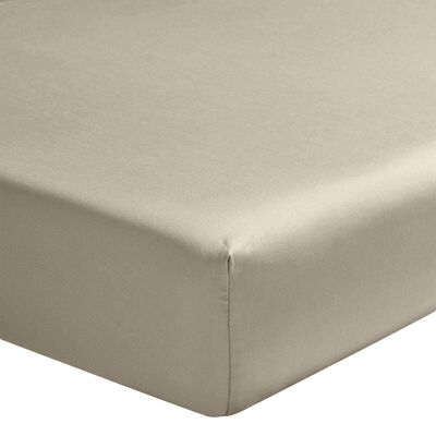 FITTED SHEET 200X200CM 100% WASHED COTTON PERCAL 80 THREADS/CM2 SAND