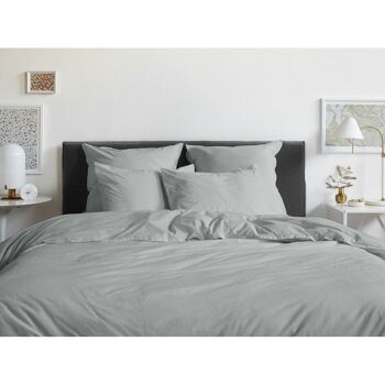 HOUSSE DE COUETTE 260X240CM 100% PERCALE DE COTON 200FILS GRIS