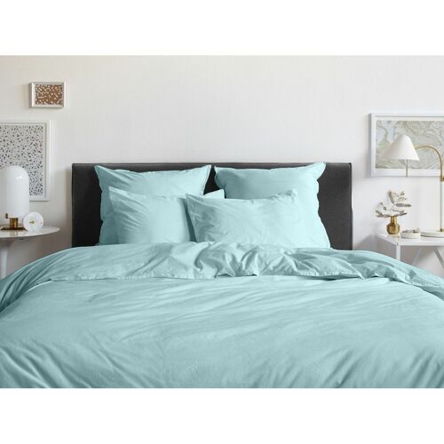 HOUSSE DE COUETTE 260X240CM 100% PERCALE DE COTON 200FILS TURQUOISE