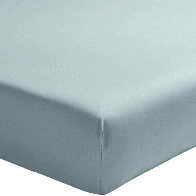 FITTED SHEET 140X190CM 100% WASHED COTTON PERCAL 80 THREADS/CM2 BLUE LAGOON