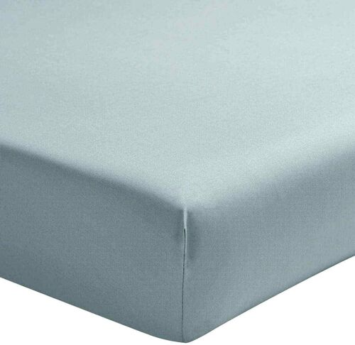 DRAP HOUSSE 180X200CM 100% PERCALE DE COTON LAVÉ 80FILS/CM2 BLEU LAGON