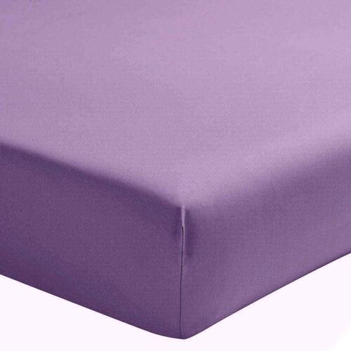 DRAP HOUSSE 140X190CM 100% PERCALE DE COTON LAVÉ 80FILS/CM2 VIOLET