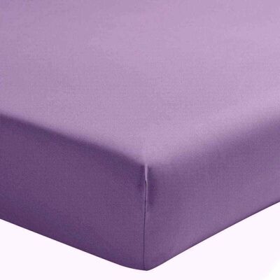 DRAP HOUSSE 200X200CM 100% PERCALE DE COTON LAVÉ 80FILS/CM2 VIOLET