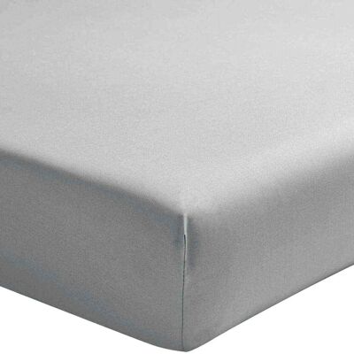 FITTED SHEET 140X190CM 100% WASHED COTTON PERCAL 80 THREADS/CM2 LIGHT GRAY