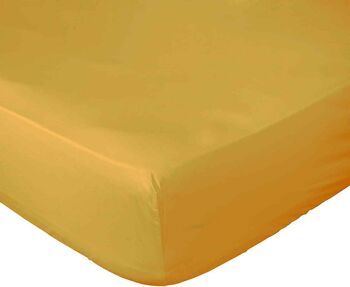 DRAP HOUSSE 140X190CM 100% PERCALE DE COTON LAVÉ 80FILS/CM2 JAUNE