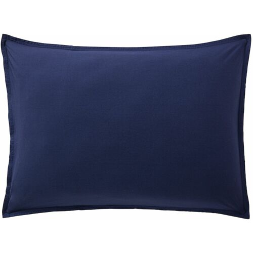 TAIE D'OREILLER 50X70CM 100% PERCALE DE COTON LAVÉ 80FILS/CM2 BLEU MARINE