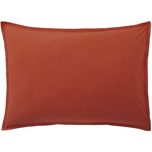 TAIE D'OREILLER 50X70CM 100% PERCALE DE COTON LAVÉ 80FILS/CM2 PAPRIKA