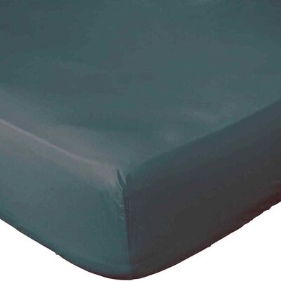 FITTED SHEET 160X200CM 100% WASHED COTTON PERCAL 80 THREADS/CM2 EMERALD