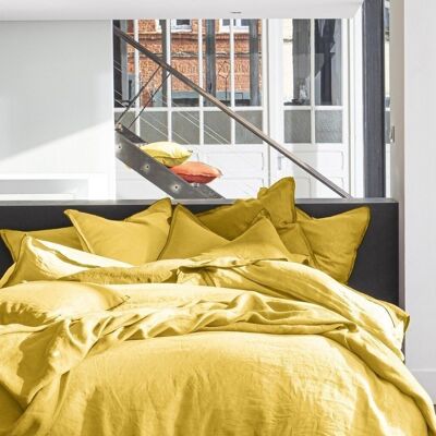 FUNDA NÓRDICA 135X200CM 100% LINO LAVADO AMARILLO CLARO