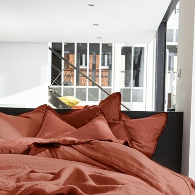 DUVET COVER 155X220CM 100% WASHED LINEN PAPRIKA