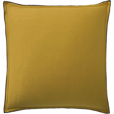 FUNDA DE ALMOHADA 65X65CM 100% LINO LAVADO CURRY AMARILLO