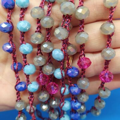 Halskette mit farbigen Kristallen, handgefertigt in Italien