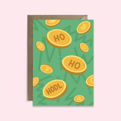 Carte d'anniversaire drôle de crypto de Ho Ho Hodl | Crypto Noël |