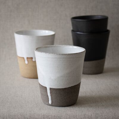 Mug without ear - M (cappuccino) - White / grey