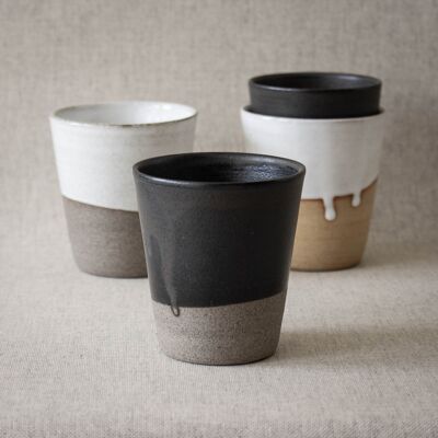 Tazza senza orecchio - M (cappuccino) - Nero / grigio