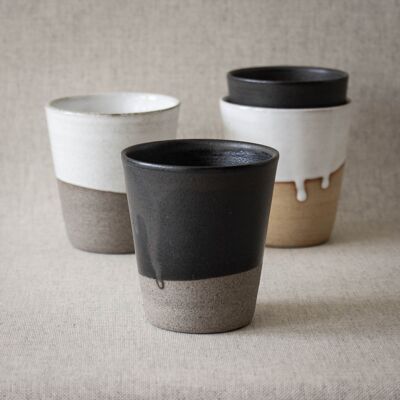 Mug without ear - M (cappuccino) - Black / grey