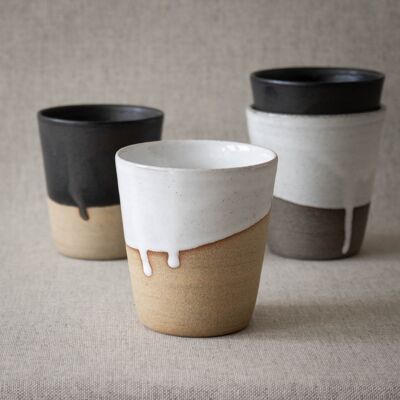 Mug without ear - M (cappuccino) - White / beige