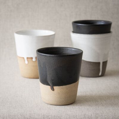 Mug without ear - M (cappuccino) - Black / beige
