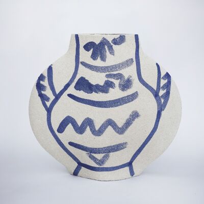 Keramikvase 'MOON [M] - Blaues Muster'