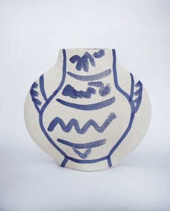 Vase En Céramique 'LUNE [M] - Blue Pattern' 1